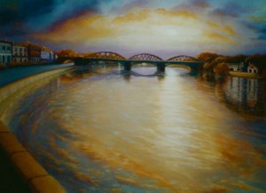 Barnes Bridge, 2006 Thames River zonsondergang door Lee Campbell